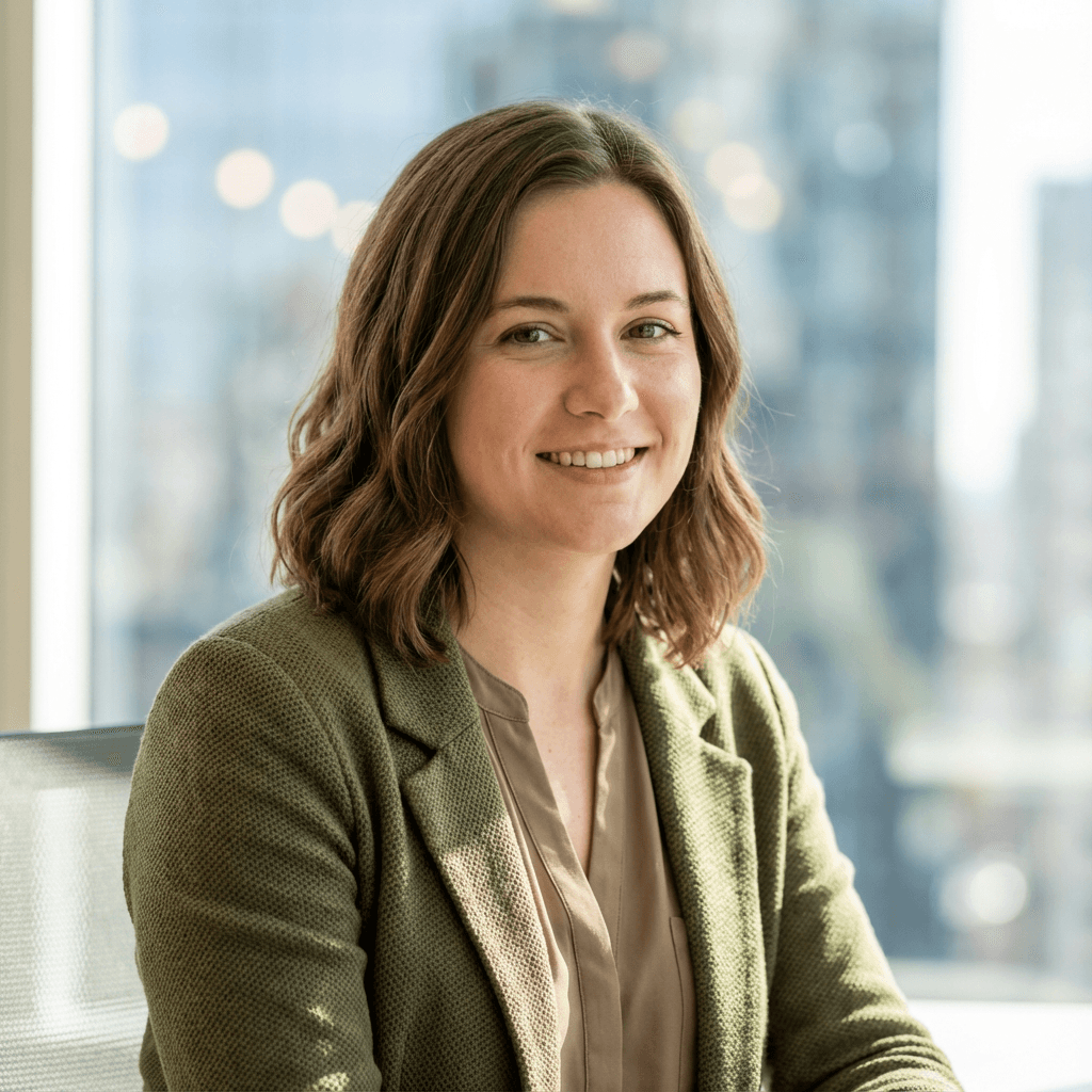 Female office manager in her mid 40s in a professional work setting
