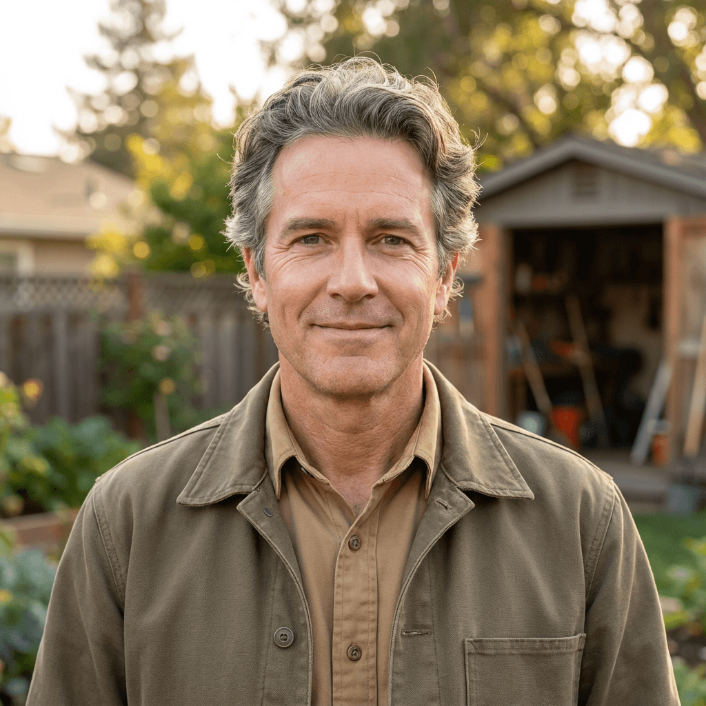 James Cooper dressed casually outdoors near his house